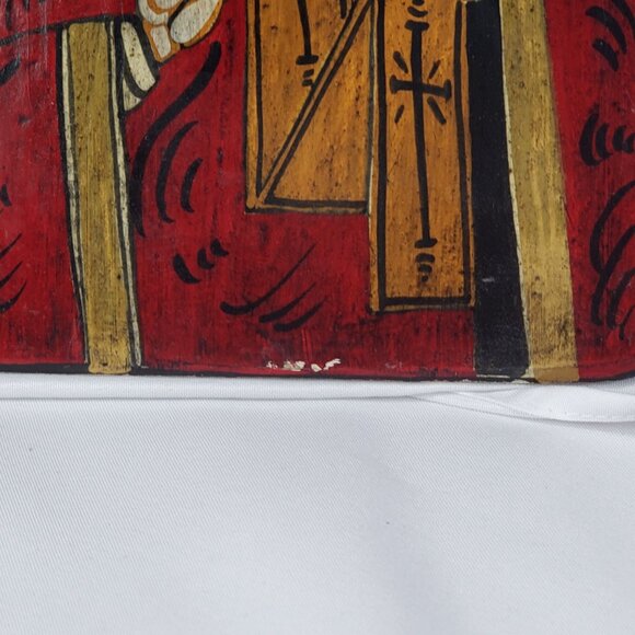 Antique Hand-Painted St. Nicolas The Wonderworker Religious Orthodox Wood Icon - Picture 3 of 9